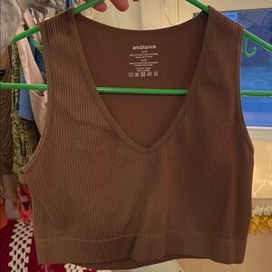 Brown V Neck Tank